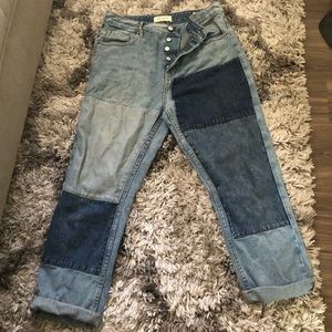 Patch work mom jeans